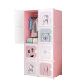 NNEAGS 8 Cubes Pink Portable Wardrobe Divide-Grid Modular Storage Organiser Foldable Closet