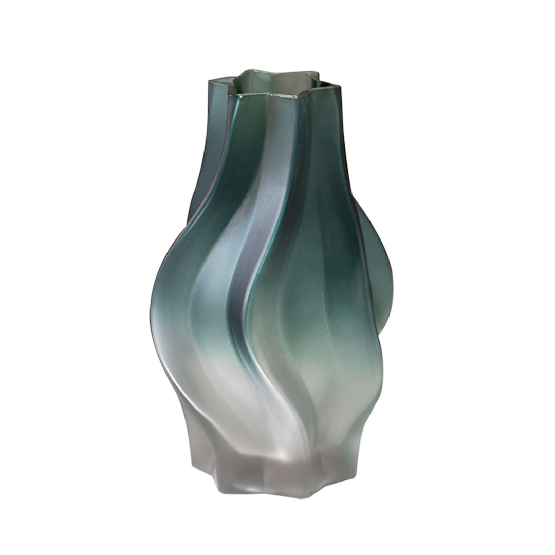 NNEAGS 27cm Glass Vase Blue with Beautiful glass Bubble Texture Art Vases