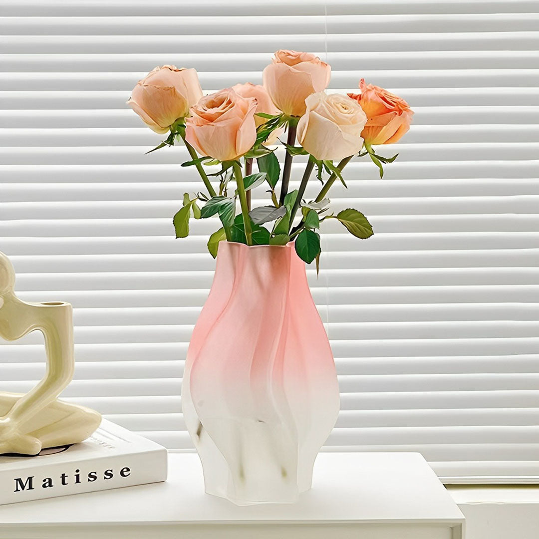 NNEAGS 25cm Pink Glass Vase Art Blown Hand Flower Tall Vintage Art Vases