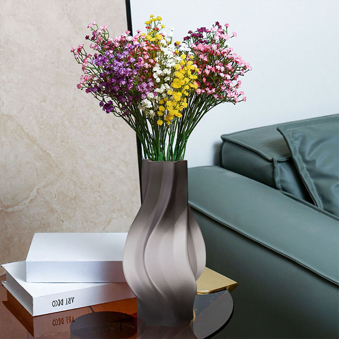 NNEAGS 33cm Glass Vase Grey with Beautiful glass Bubble Texture Art Vases