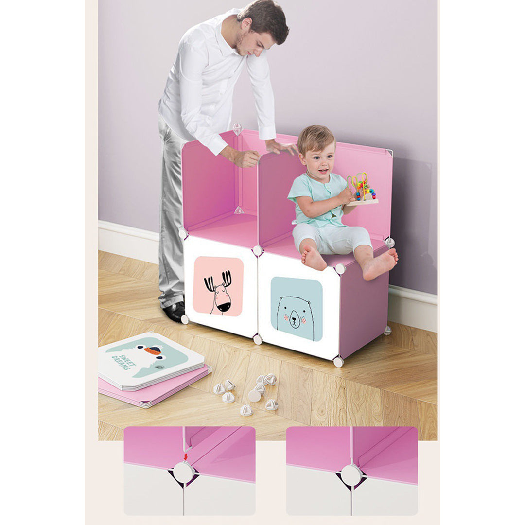 NNEAGS 8 Cubes Pink Portable Wardrobe Divide-Grid Modular Storage Organiser Foldable Closet