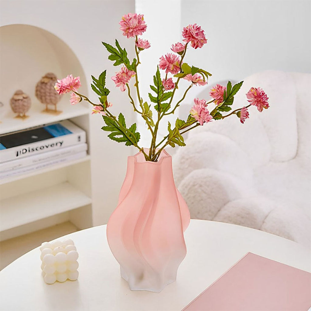 NNEAGS 25cm Pink Glass Vase Art Blown Hand Flower Tall Vintage Art Vases