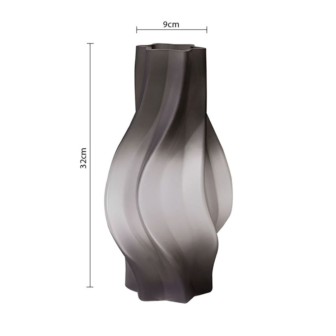 NNEAGS 33cm Glass Vase Grey with Beautiful glass Bubble Texture Art Vases
