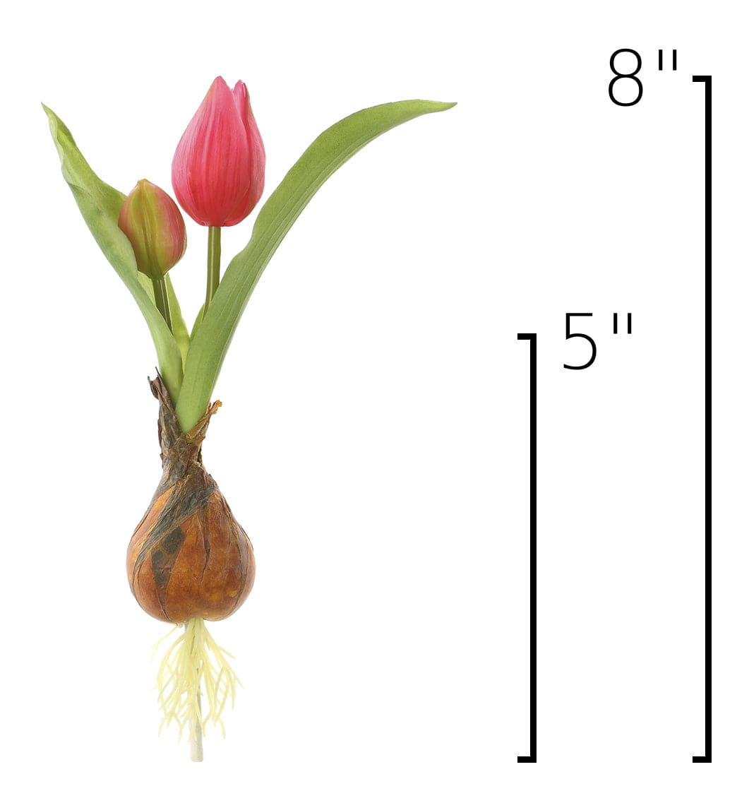 8" Faux Real Touch Fuchsia Tulips in Bulb w/pick
