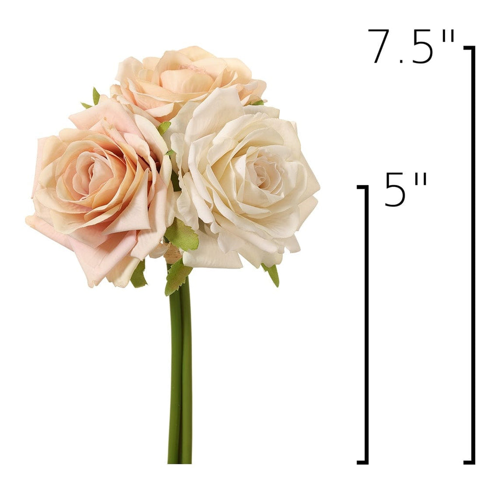 7.5" Faux Pink/Cream Rose Bundle (3 Stems)