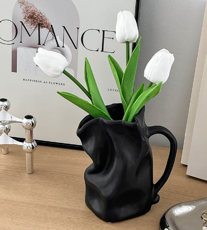 Ceramic Vase - Wrinkled Design in Dirty Colors (One)