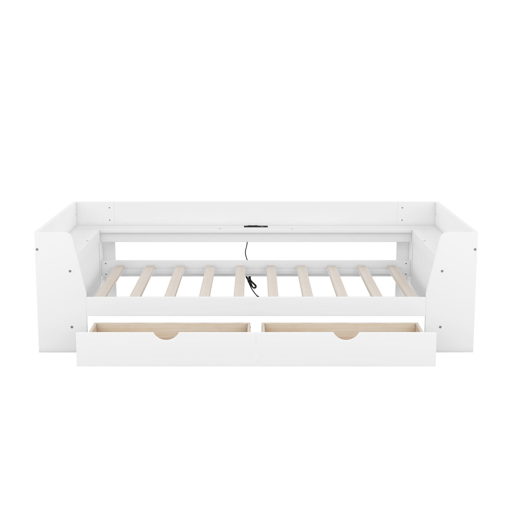 Upholstered Daybed with Trundle, Wood Slat Support,Upholstered Frame Sofa Bed Twin Blue