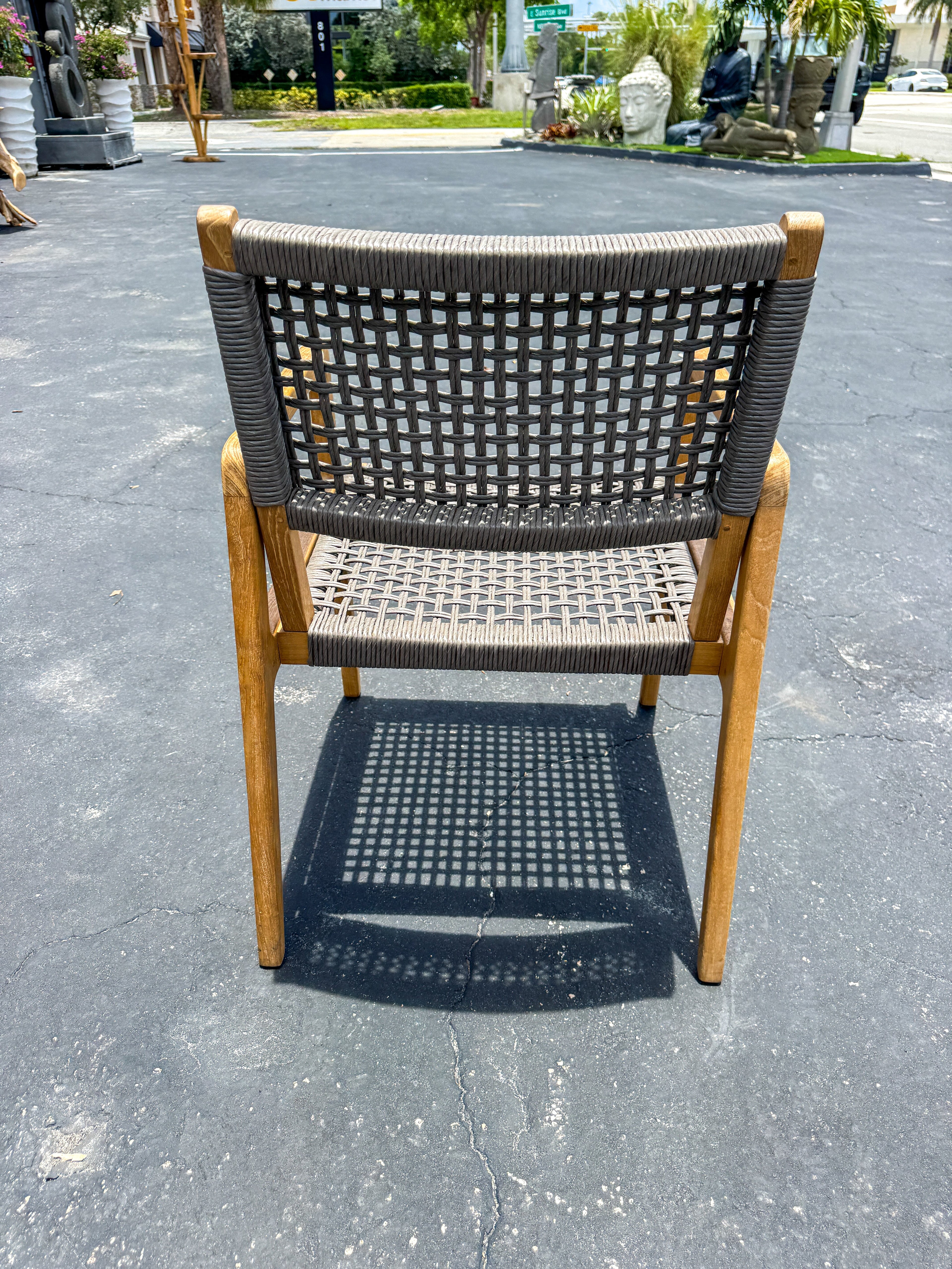 Teak & Synthetic Rope Armchair (Grey)