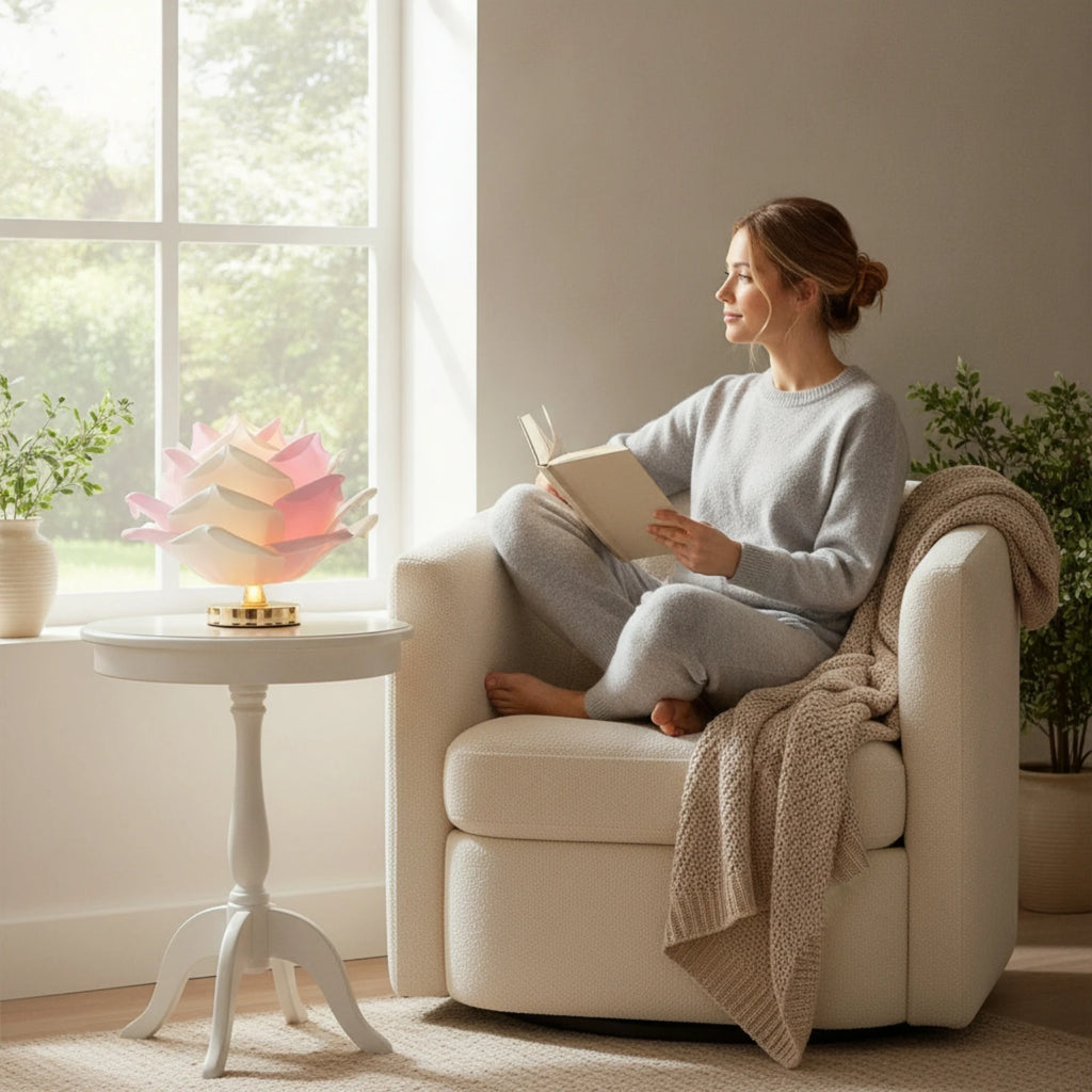 Rose Table Lamp Corded Rose Lamp Sculptural Warm Light for Bedroom, Reading Corner