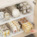2-Pack Clear Acrylic Cabinet Organizer Bins - Pull-Out Drawer Storage Boxes for Snacks, Kitchen Pantry, Home Closet Organization