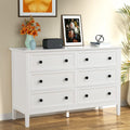 Modern White 6-Drawer Dresser With Metal Handles Bedroom