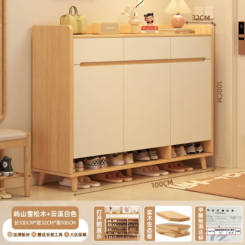 HYS solid wood shoe cabinet, entrance cabinet, new indoor locker at the entrance of the home