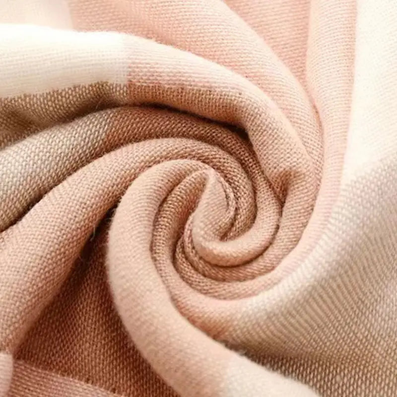 Cotton Plaid Bed Blanket - 5 Layers, Soft & Lightweight