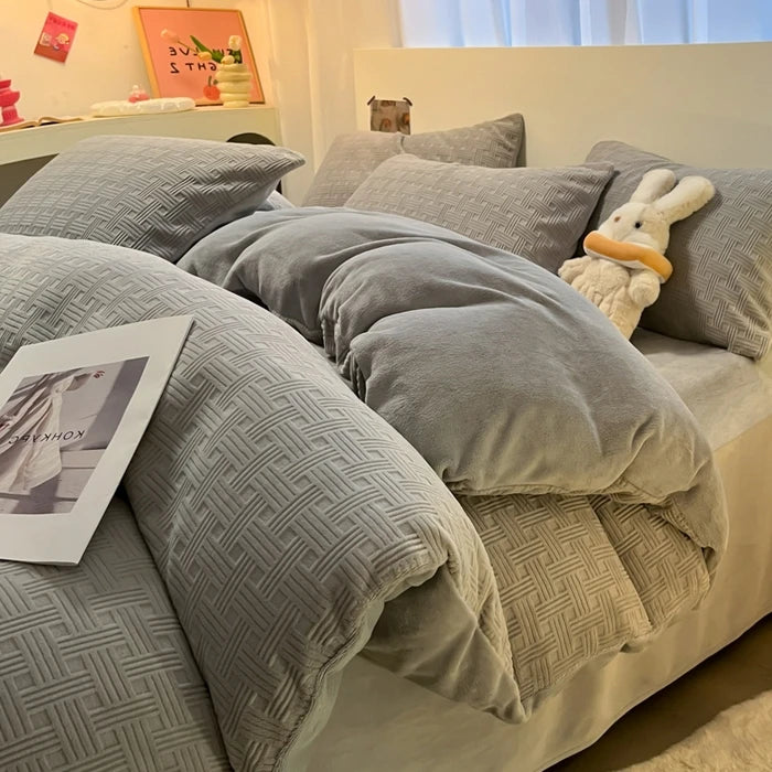 1pc Thicken Winter Super Warm Duvet Cover For Double Bed 3D Carving Milk Velvet Comforter Cover Queen funda nordica cama 150