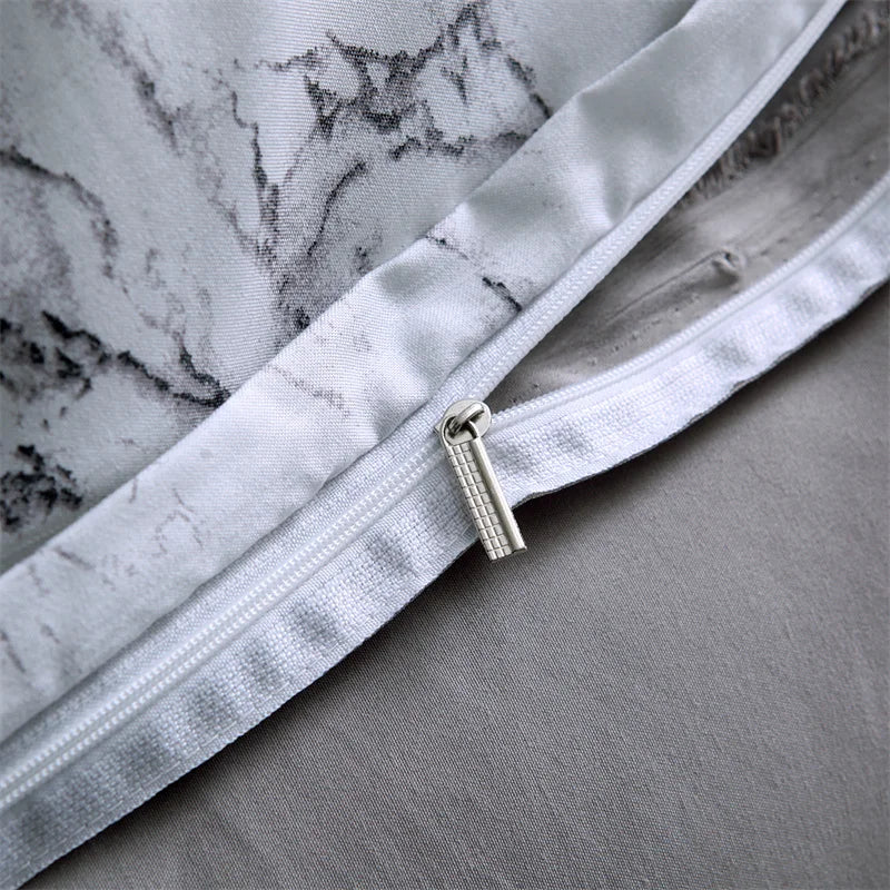 Marble 3pcs 100% Polyester Duvet Cover Set Granite Surface with Stormy Natural Mineral Stone Pattern Comforter Cover