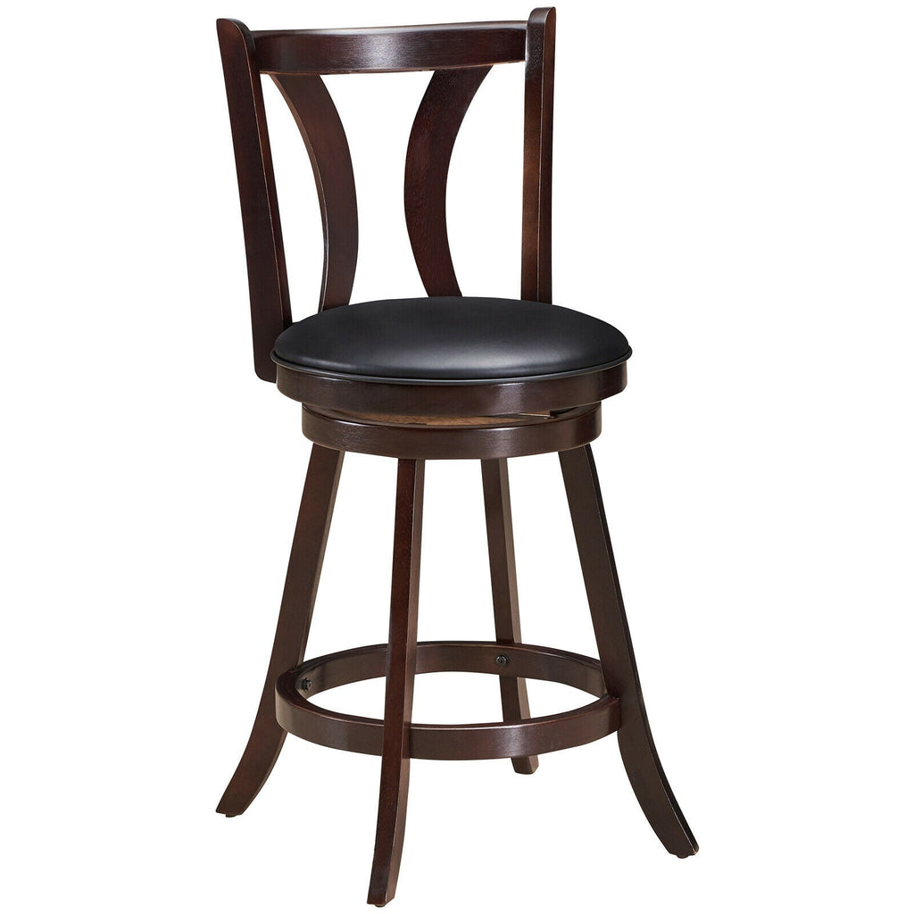 Set of 2 Swivel Bar stool 24 Inch Counter Height Leather Padded Dining Kitchen Chair