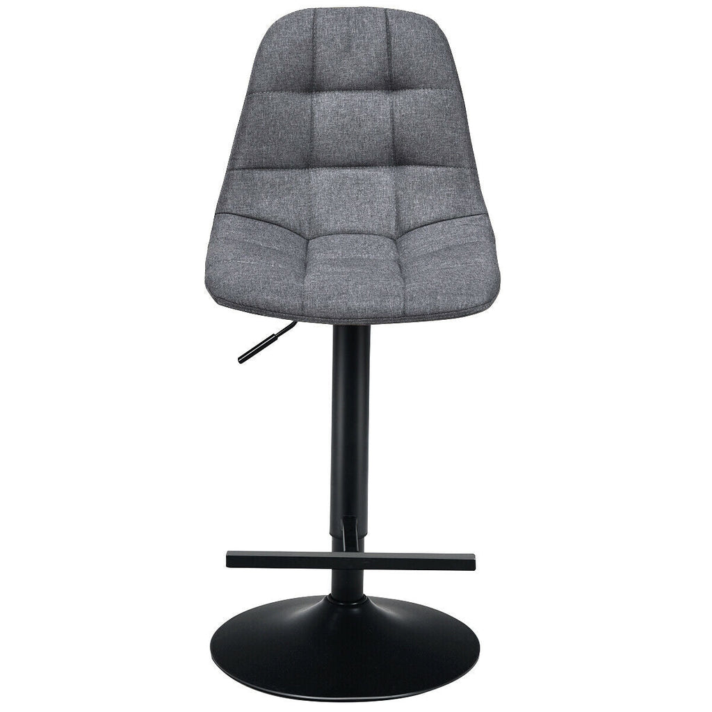 2 Pieces Adjustable Bar Stools Swivel Counter Height Linen Chairs-Brown