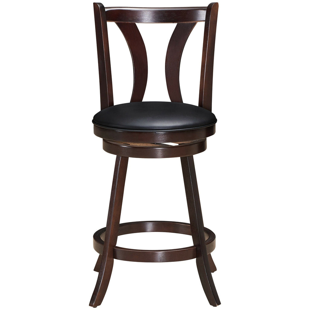 Set of 2 Swivel Bar stool 24 Inch Counter Height Leather Padded Dining Kitchen Chair