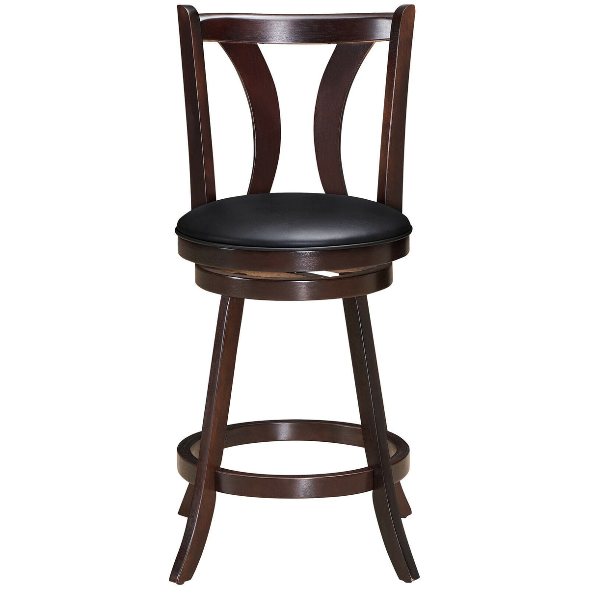 Set of 2 Swivel Bar stool 24 Inch Counter Height Leather Padded Dining Kitchen Chair