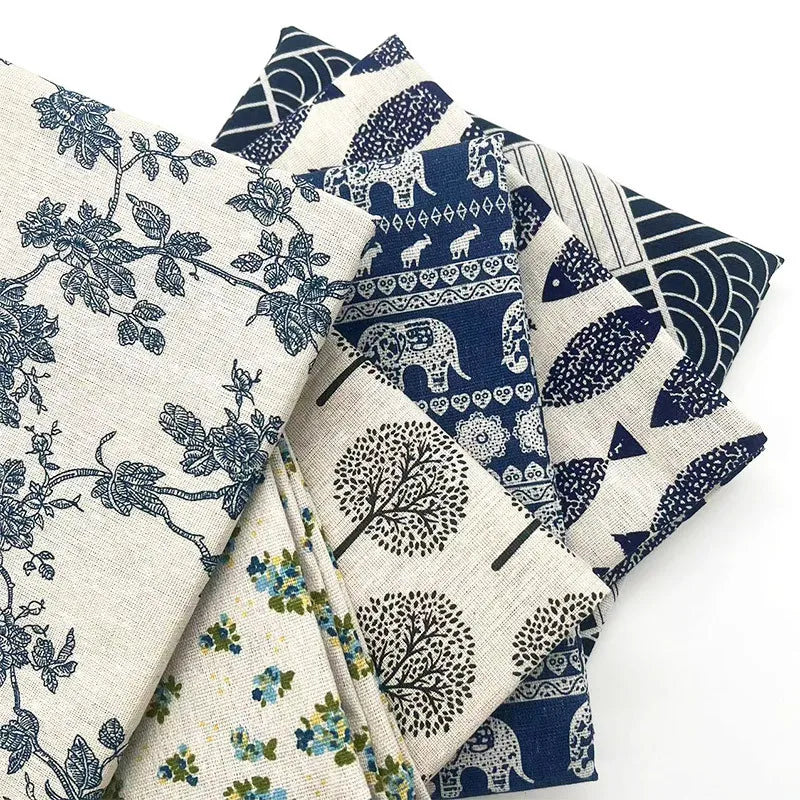 Retro Boho Floral Cotton Linen Blend Fabric - Soft Decorative Cloth for Tablecloth & Sofa Throw