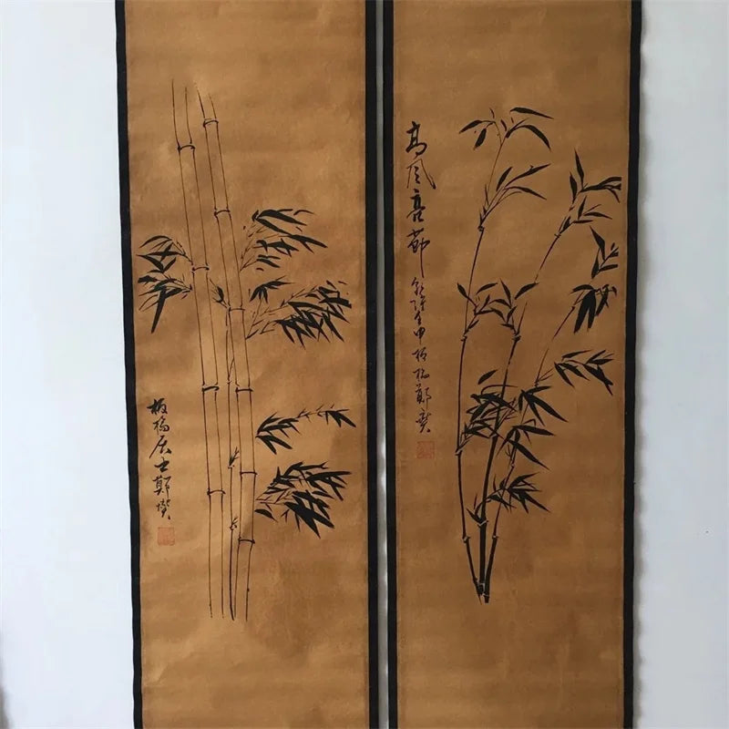 Original Chinese Bamboo Scroll Painting – Four-Panel Wall Mural