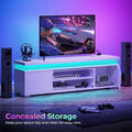 White Illuminated Television Stand With Power Outlet