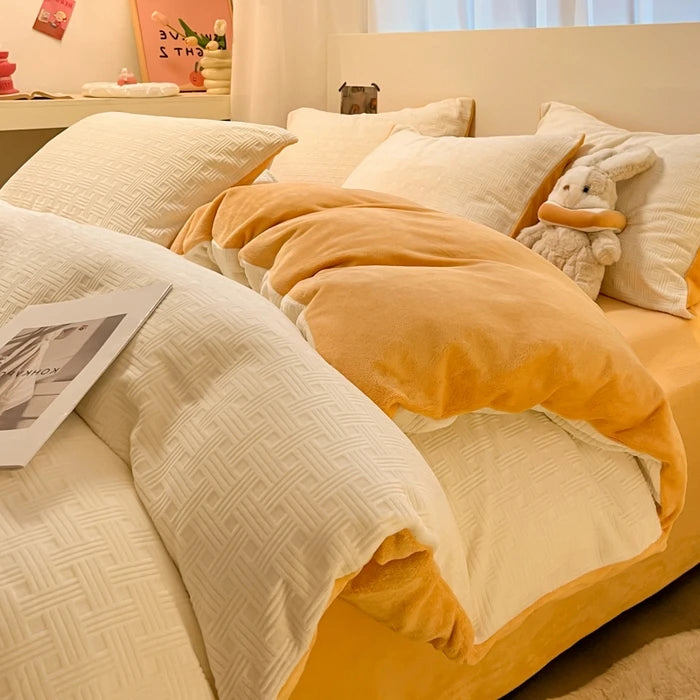 1pc Thicken Winter Super Warm Duvet Cover For Double Bed 3D Carving Milk Velvet Comforter Cover Queen funda nordica cama 150