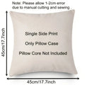 Linen Throw Pillow Case with Christmas Hat & Tree Print