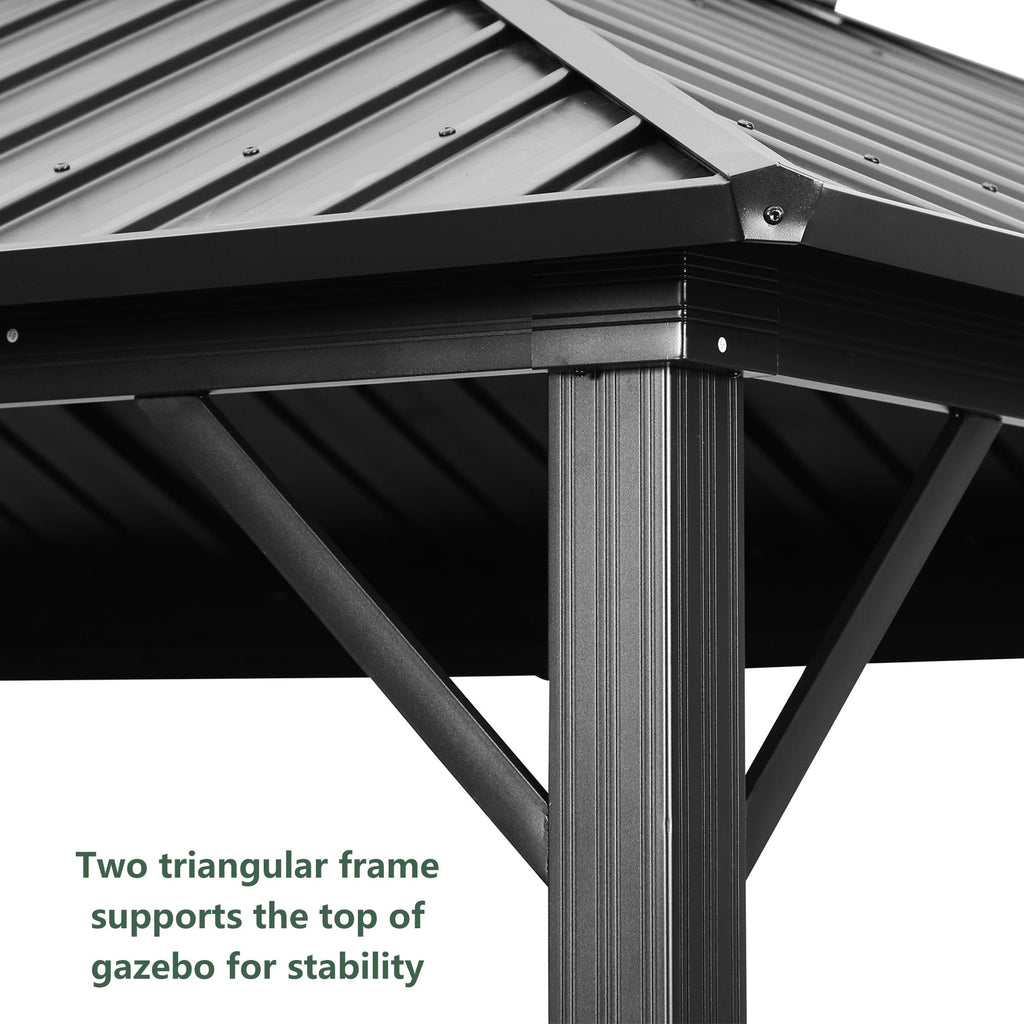 Ainfox 12*16Ft Patio Gabezo Outdoor Canopy with Mosquito with 2200lbs weight capacity of snow