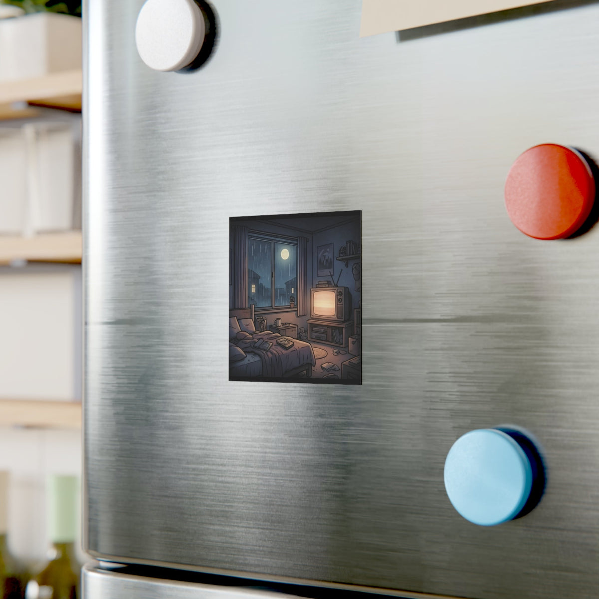 Rainy Bedroom | Square Magnet