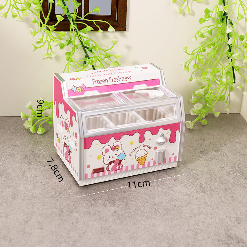 Magnetic Fridge Sticker Mini Refrigerator Dollhouse Miniature Playset Ice Cream Cabinet Toy Decoration Simulation