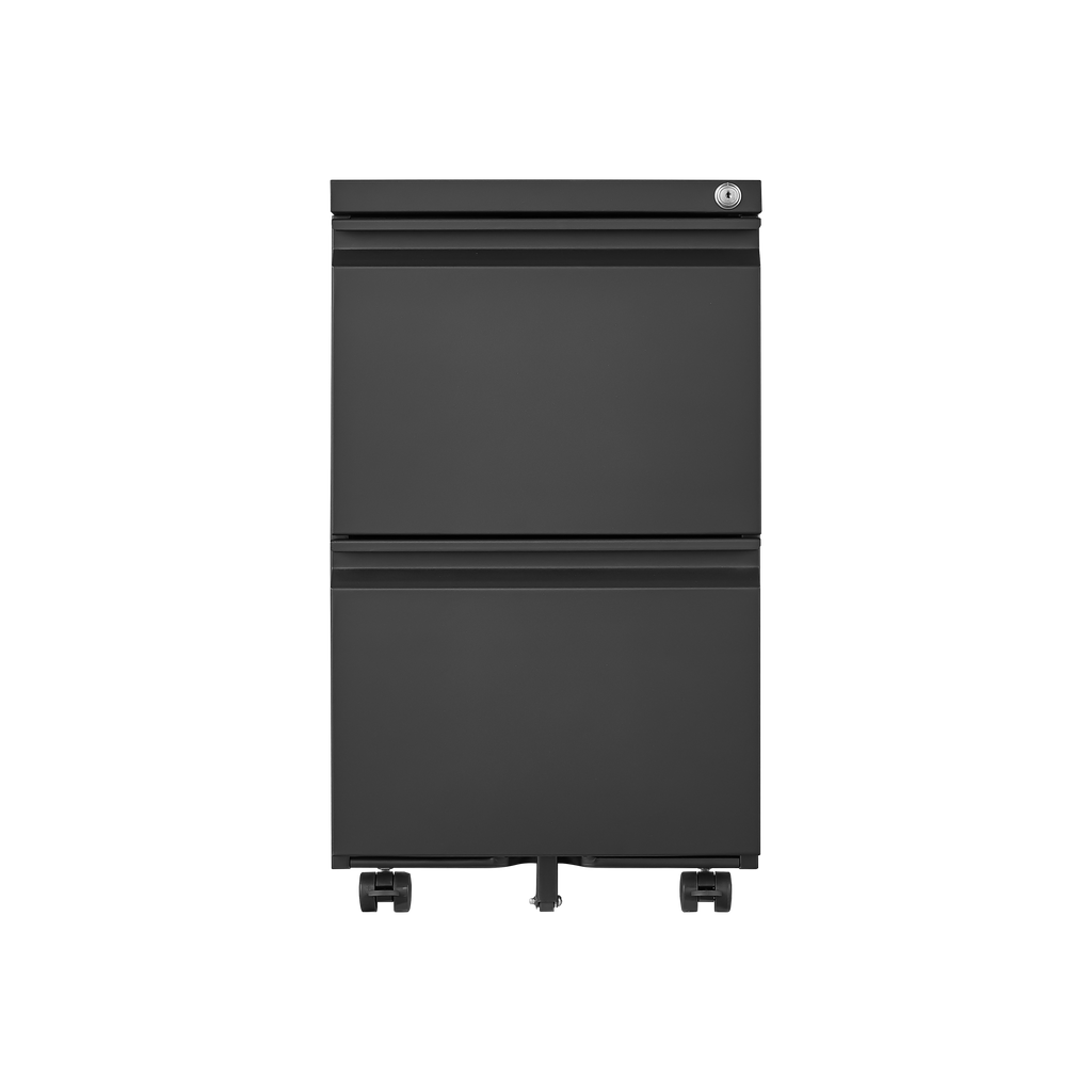 Metal 2 drawer mobile file cabinet with lock, 25.6-inch high legal/letter size file storage cabinet  black