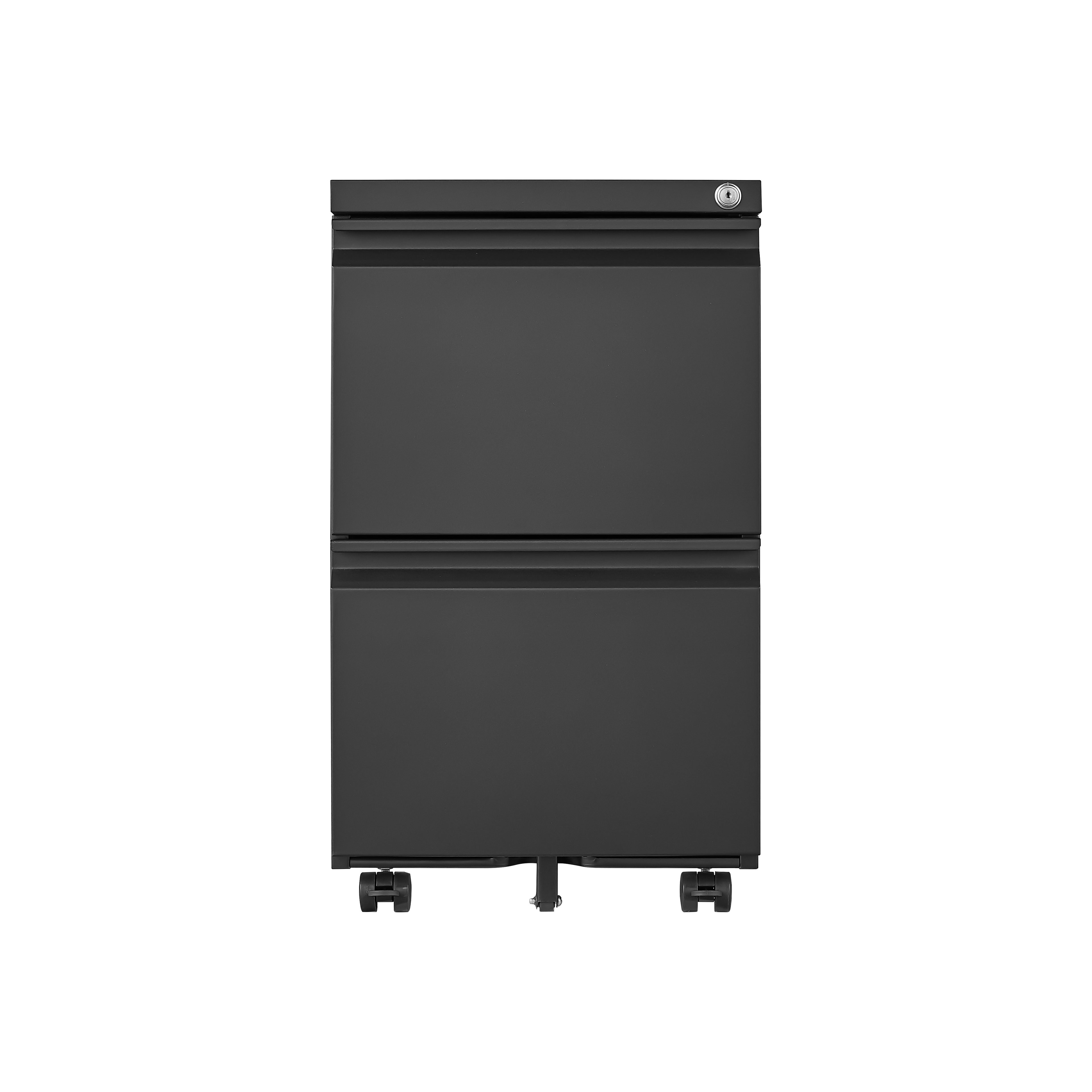 Metal 2 drawer mobile file cabinet with lock, 25.6-inch high legal/letter size file storage cabinet  black