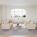 Ainfox 5-Seat Modular Sectional Sofa Sleeper Sofa Flannel Sofa with Storage Seat Beige