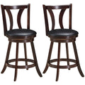 Set of 2 Swivel Bar stool 24 Inch Counter Height Leather Padded Dining Kitchen Chair