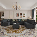 Ainfox U Shaped 8 Seats +8 Sides Modular Sectional Sofa Sleeper Sofa Flannel Sofa with Storage Seat