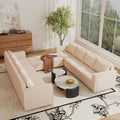 Ainfox 10-Seat Modular Sectional Sofa Sleeper Sofa Flannel Sofa with Storage Seat Beige