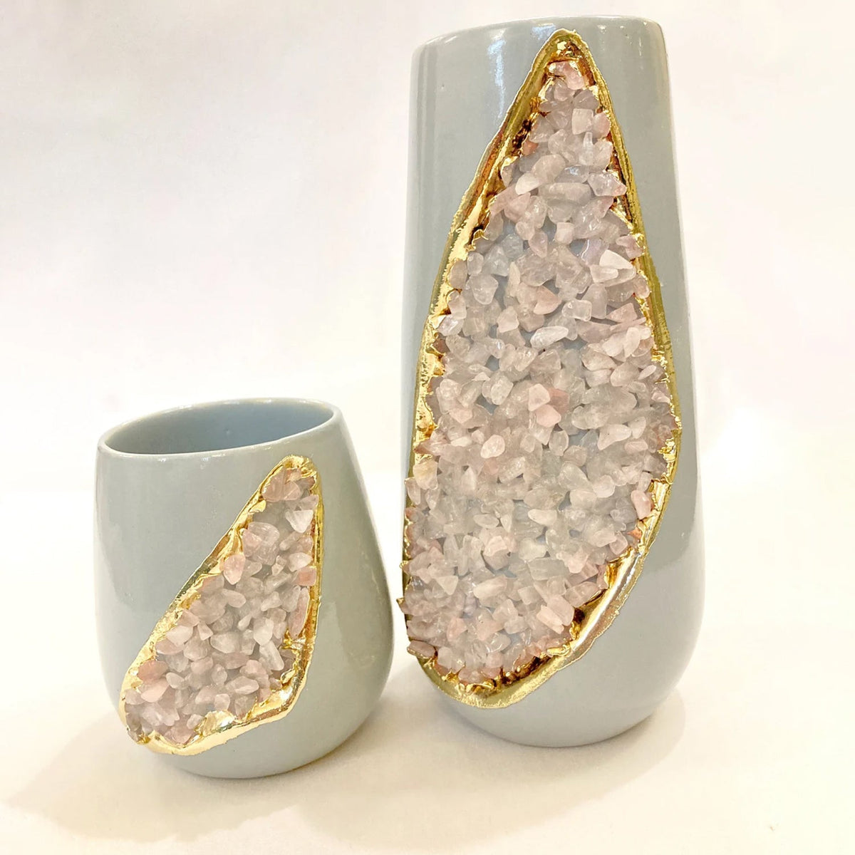 Set of 2 Gray Ceramic Vases