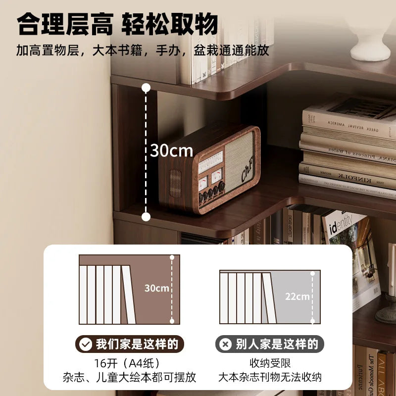 HYS solid wood corner bookshelf home living room corner cabinet wall corner storage rack bedroom simple bookcase