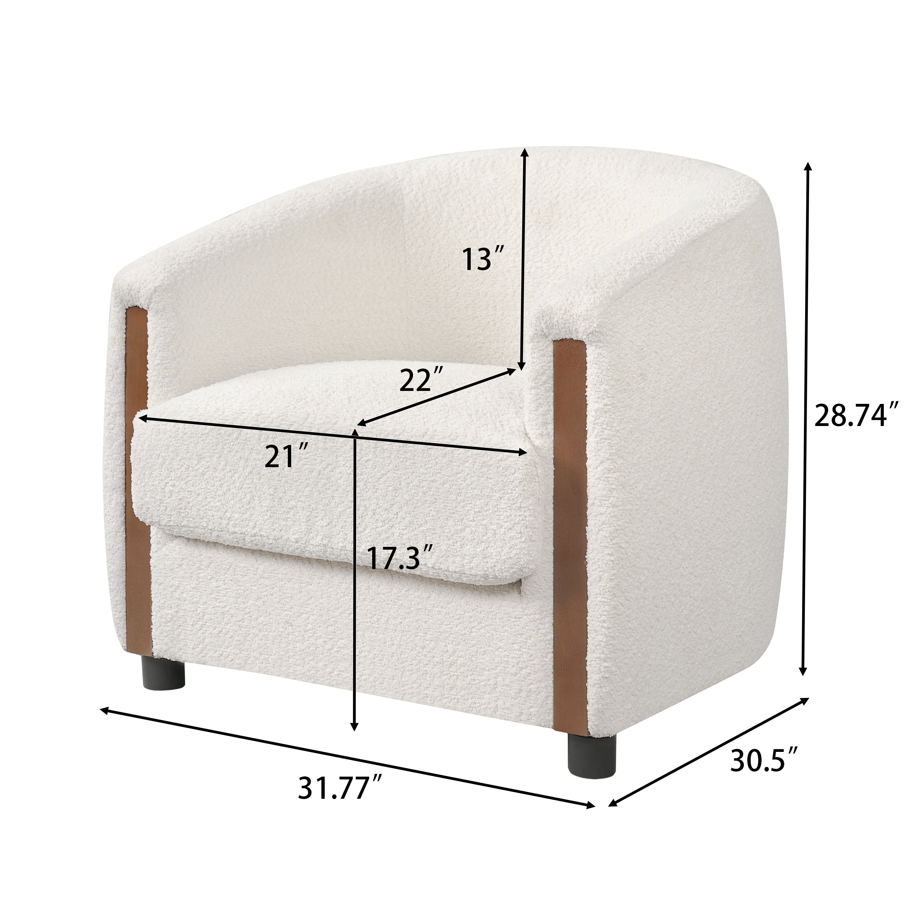 31.8" Modern Curved Barrel Accent Chair