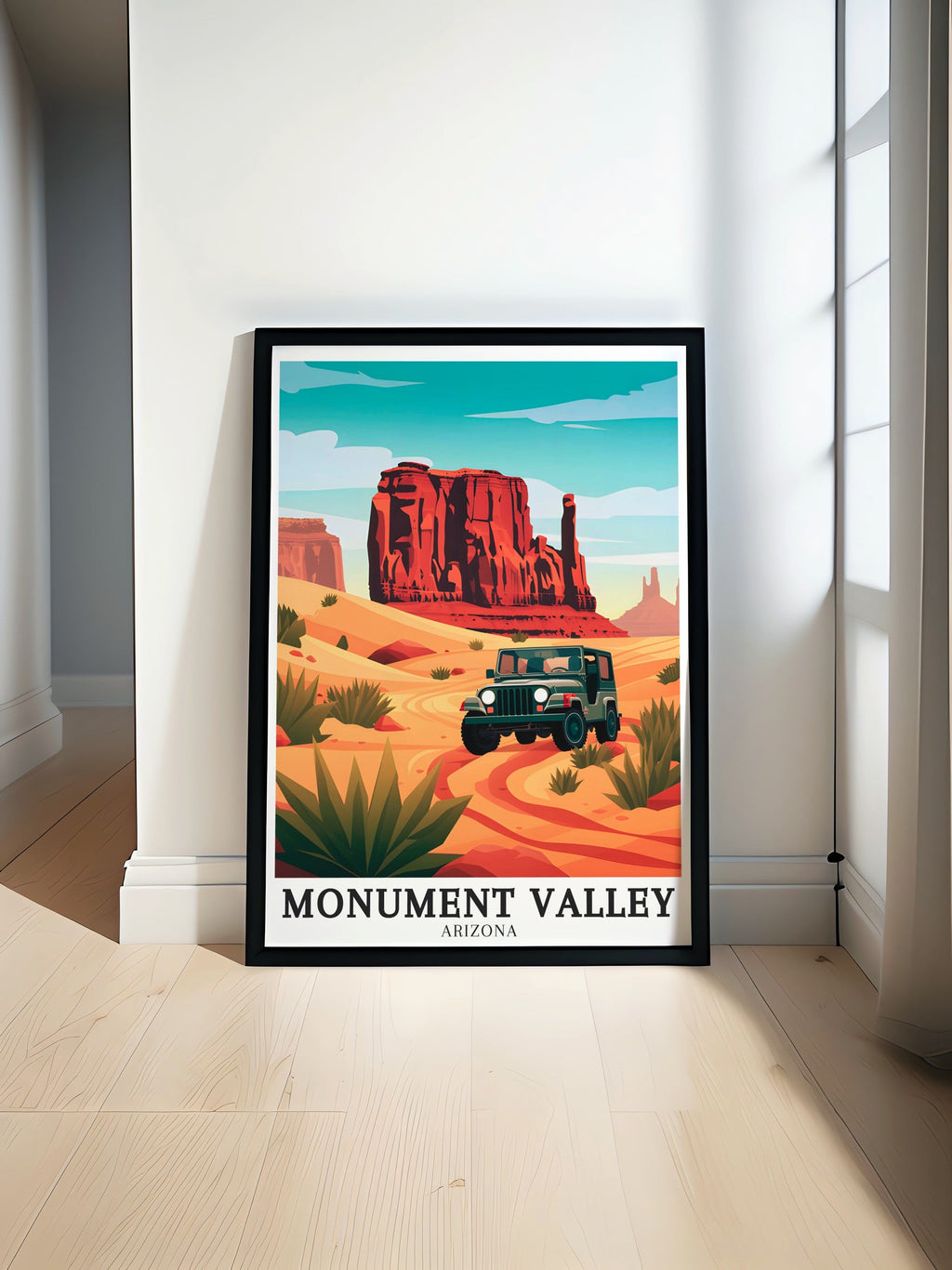 Monument Valley Poster Print - Merrick Butte Art - 17-mile Valley Drive Artwork - Monument Valley Travel Poster -  Arizona Wall Art