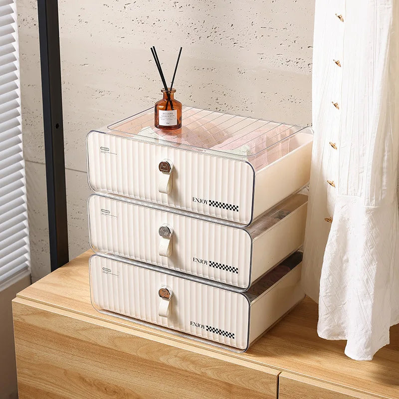 Drawer Underwear Organizer 3-in-1 Bra Panty Sorter with Dividers, Closet Storage Box for Socks Clothes Home Organization