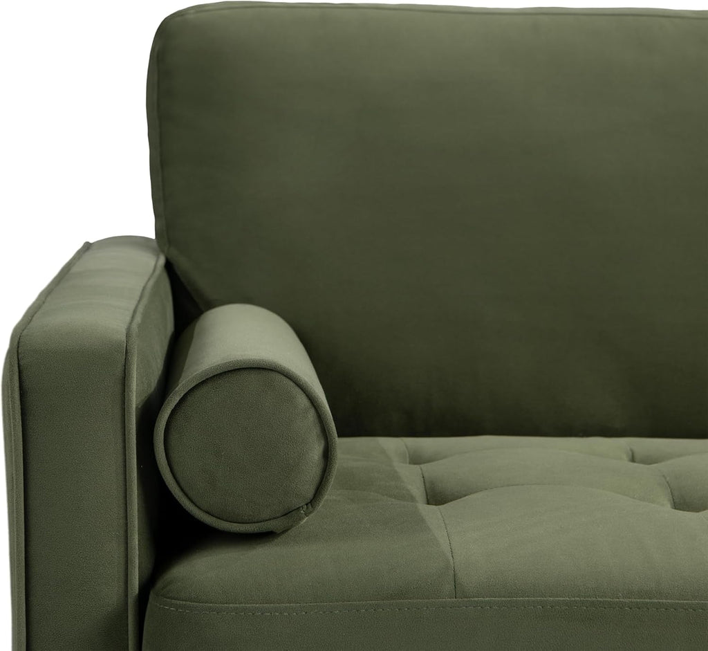 Olive Green Velvet Upholstered Sofa With PocketCoil