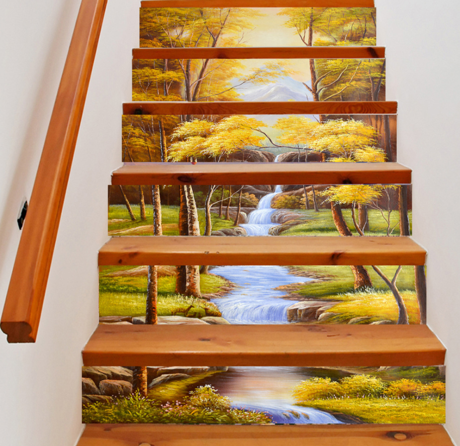 Self-Adhesive Stair Stickers - Digital Print Decor (6 Sets)
