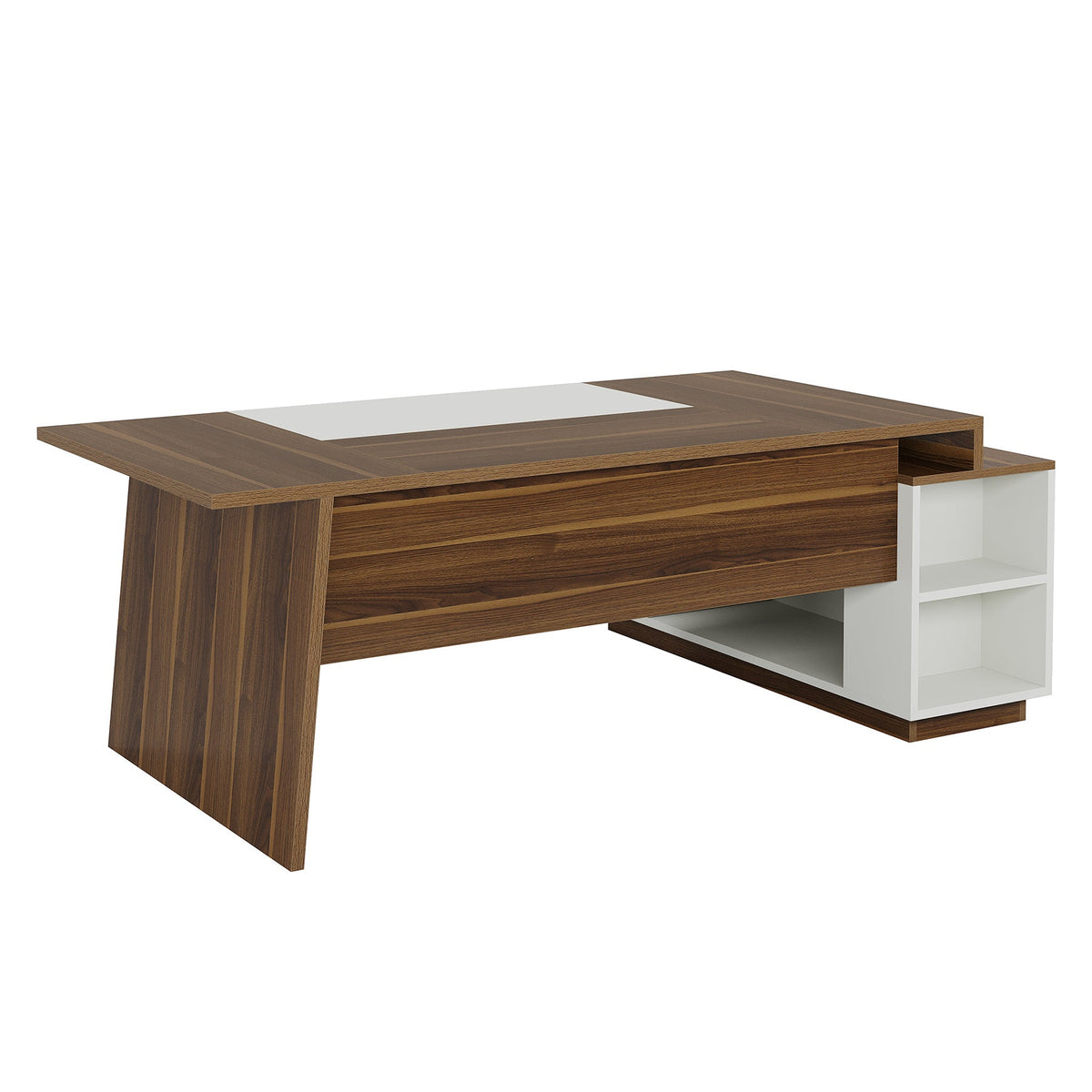 70.5" L-Shaped Executive Office Desk with Storage Cabinet & Shelves