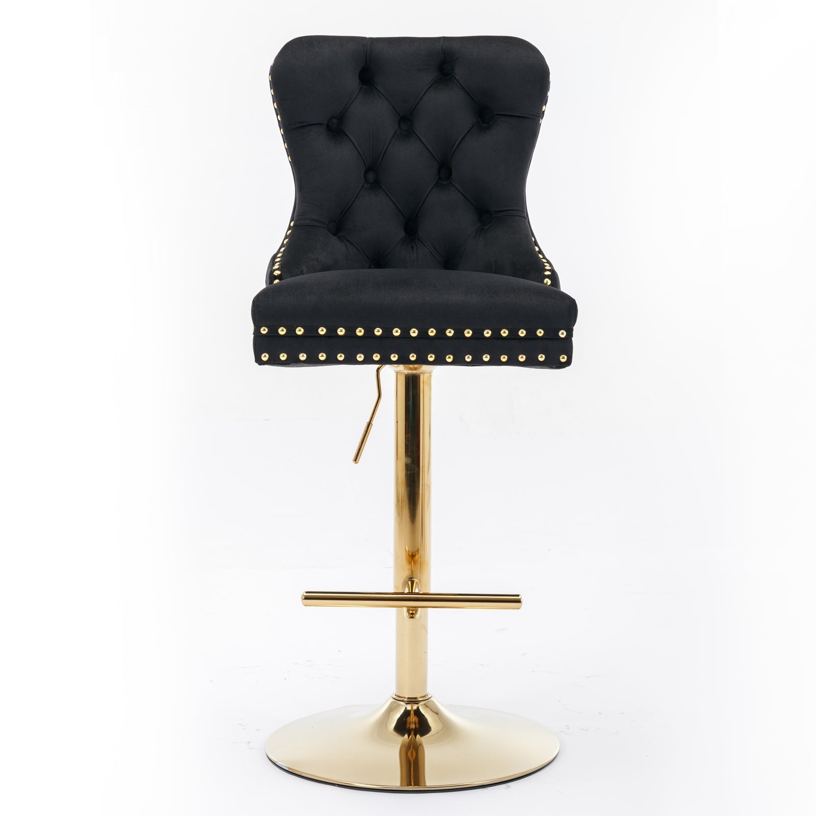 Thick Golden Swivel Velvet Barstools - Set of 2