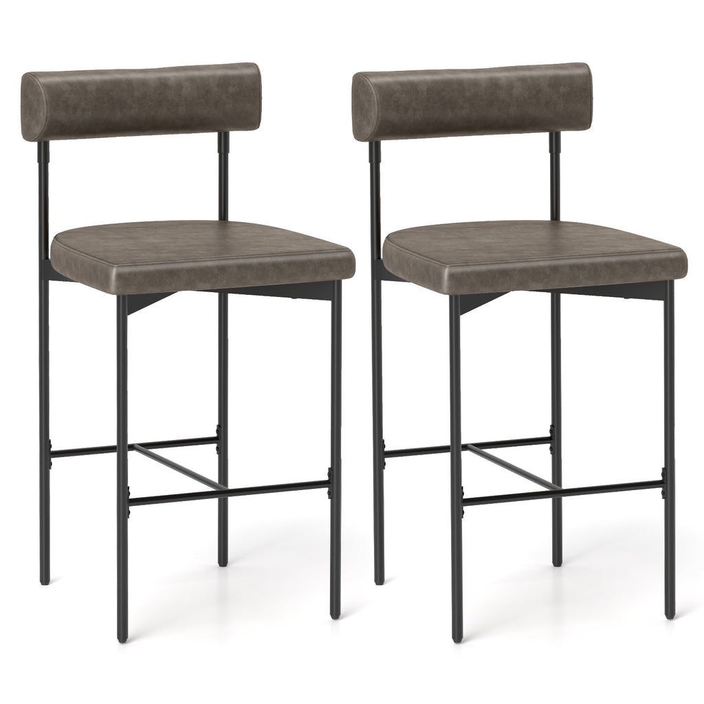 26 Inch Upholstered Bar Stools Set of 2 Counter Height Bar Chairs with Backrest