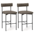 26 Inch Upholstered Bar Stools Set of 2 Counter Height Bar Chairs with Backrest