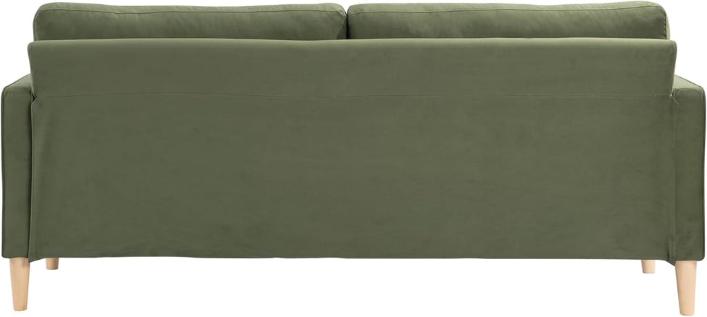 Olive Green Velvet Upholstered Sofa With PocketCoil