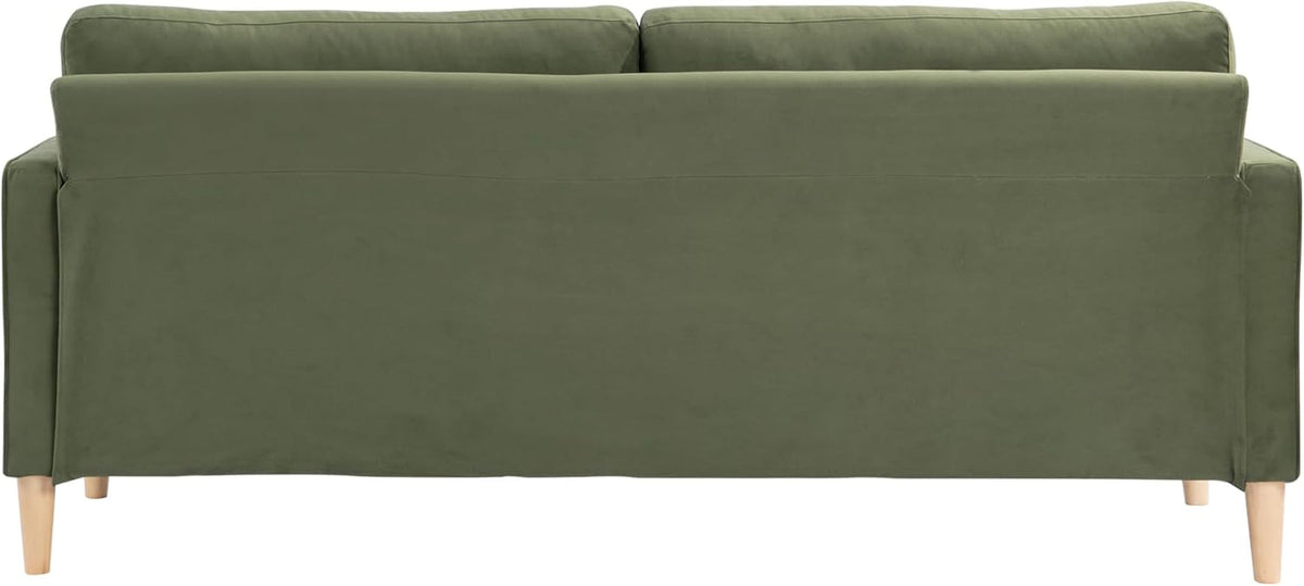 Olive Green Velvet Upholstered Sofa With PocketCoil